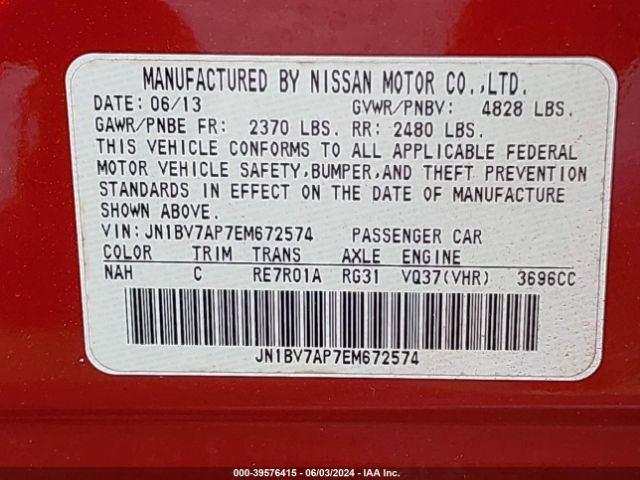JN1BV7AP7EM672574 Infiniti Q50 Premium