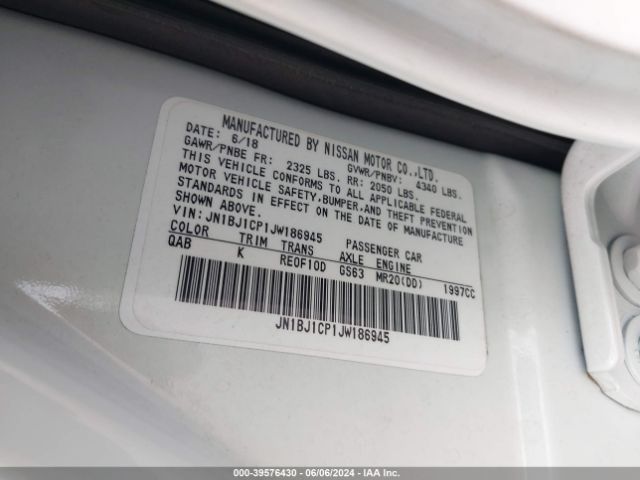 JN1BJ1CP1JW186945 Nissan Rogue Sport Sv