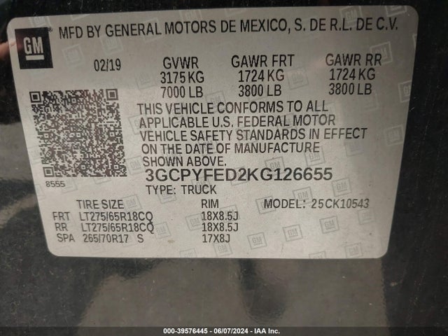 Chevrolet Silverado 1500 Lt Trail Boss 2019 3GCPYFED2KG126655 Image 9