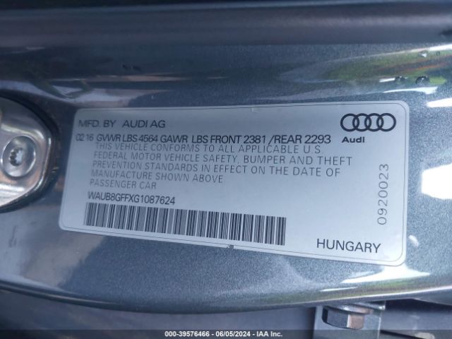 WAUB8GFFXG1087624 Audi A3 2.0t Premium