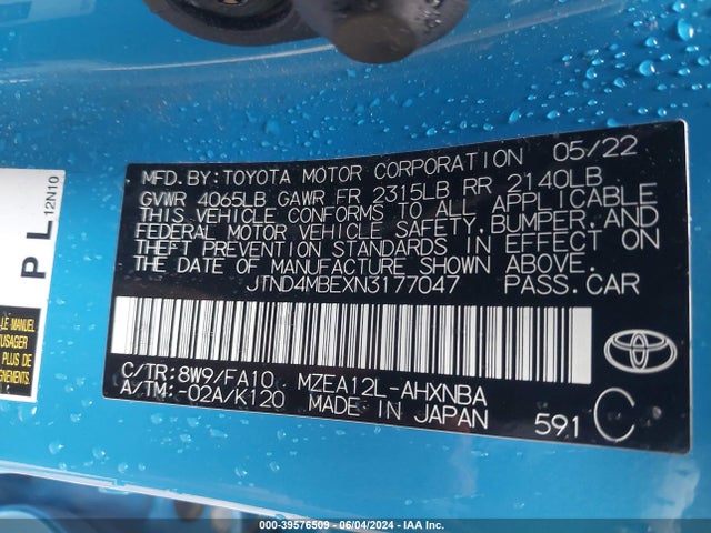 Toyota COROLLA SE 2022 JTND4MBEXN3177047 Image 9