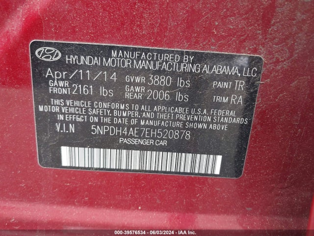 Hyundai ELANTRA SE 2014 5NPDH4AE7EH520878 Image 9