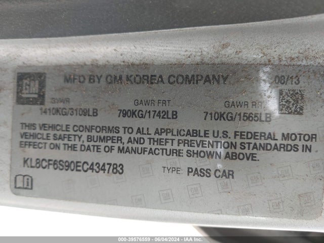 Chevrolet Spark 2lt Auto 2014 KL8CF6S90EC434783 Image 9