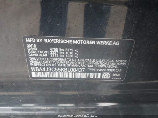 WBA4J3C55KBL08437 BMW 430i Gran Coupe Xdrive