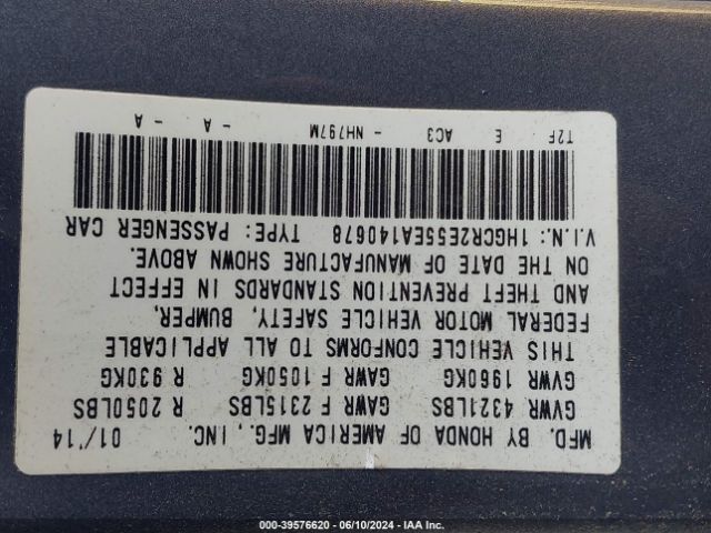 1HGCR2E55EA140678 Honda Accord Sport