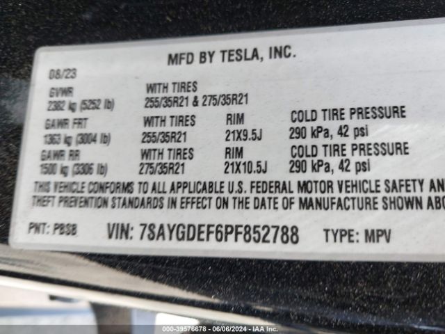 7SAYGDEF6PF852788 Tesla Model Y Awd/performance Dual Motor All-wheel Drive