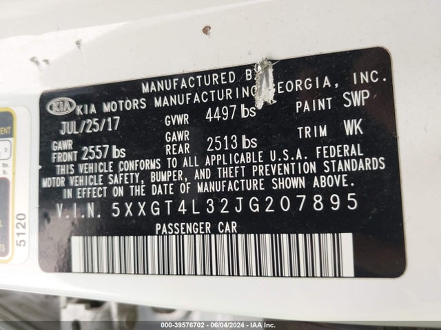 KIA Optima Lx 2018 5XXGT4L32JG207895 Image 9