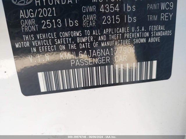 Hyundai SONATA SEL 2022 KMHL64JA6NA177904 Image 9