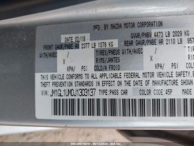 JM1GL1UM0J1303137 Mazda Mazda6 Sport