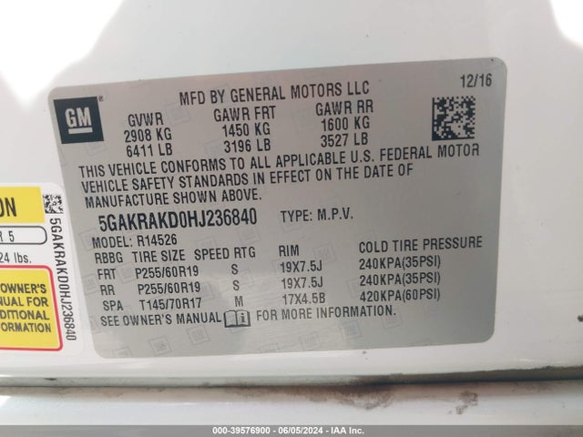 5GAKRAKD0HJ236840 Buick Enclave Convenience