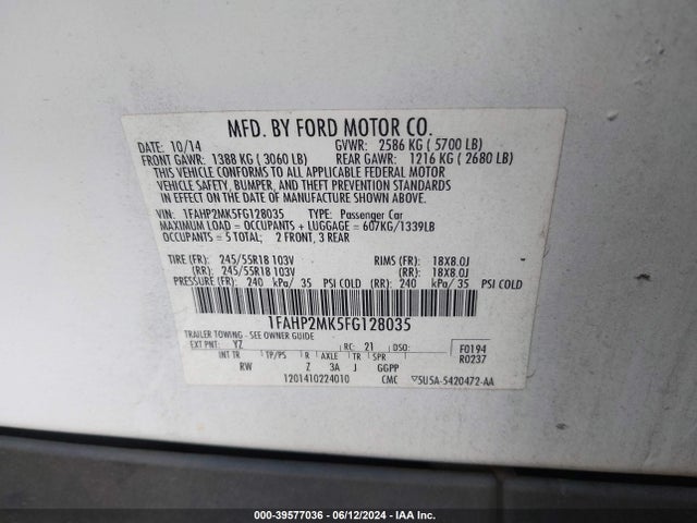 Ford Police Interceptor 2015 1FAHP2MK5FG128035 Image 9