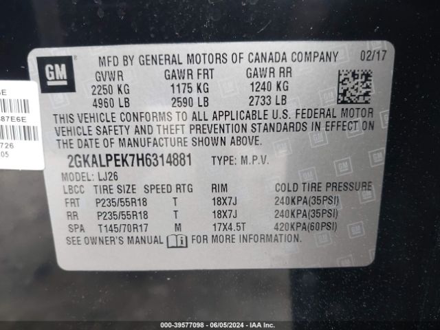 2GKALPEK7H6314881 GMC Terrain Slt