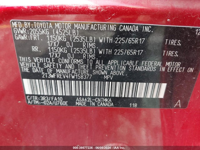 Toyota Rav4 Xle 2015 2T3WFREV4FW158377 Image 9