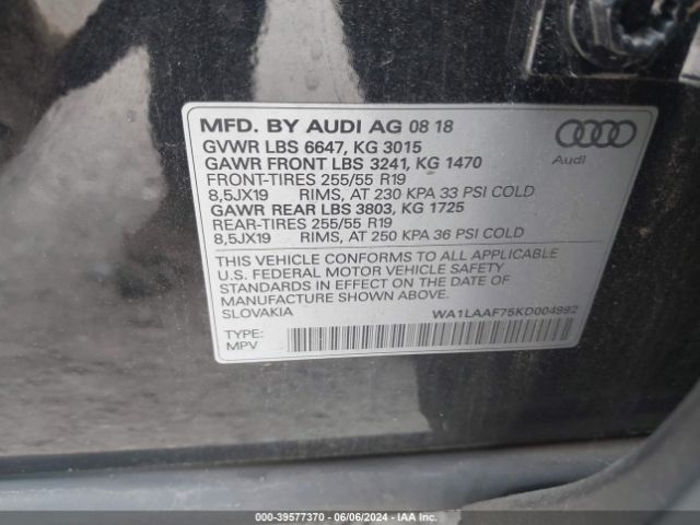 WA1LAAF75KD004992 Audi Q7 55 Premium/55 Se Premium