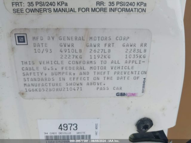 1994 CADILLAC DEVILLE 1G6KD52B0RU210471 Photo 8