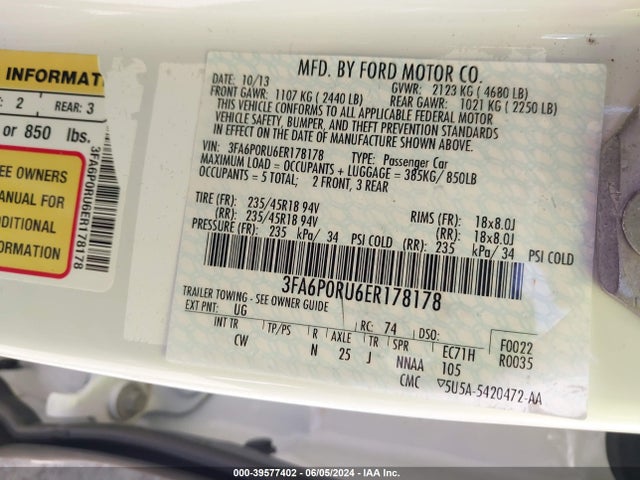 Ford Fusion Hybrid Titanium 2014 3FA6P0RU6ER178178 Image 9