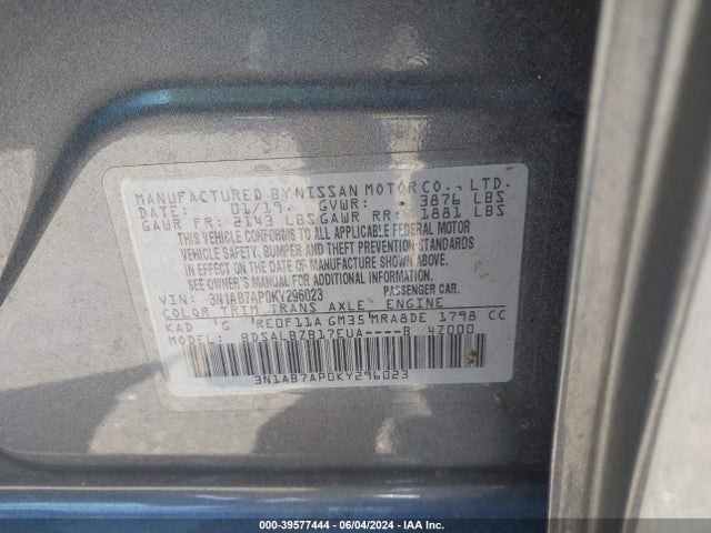 Nissan SENTRA S 2019 3N1AB7AP0KY296023 Image 9