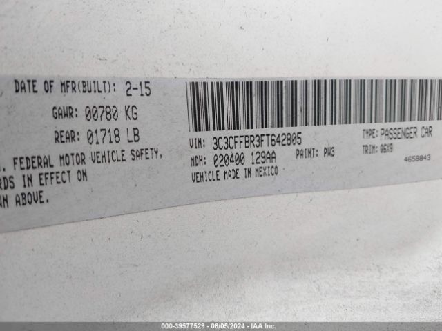 3C3CFFBR3FT642805 Fiat 500 SPORT