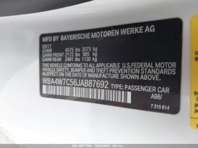 WBA4W7C56JAB87692 BMW 440I