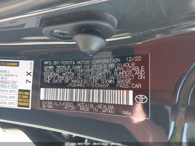 Toyota COROLLA LE 2023 JTDB4MEE1P3005659 Image 9