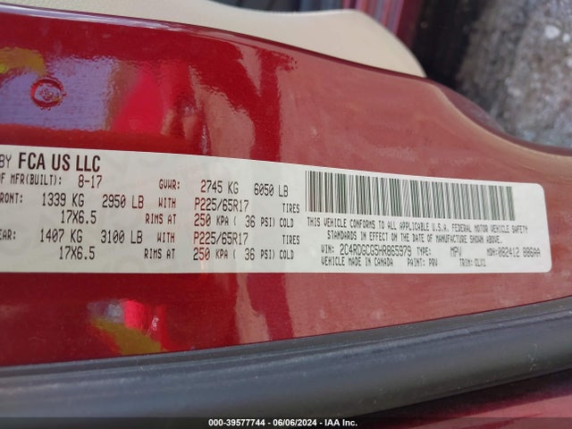 Dodge Grand Caravan Sxt 2017 2C4RDGCG5HR865979 Image 9