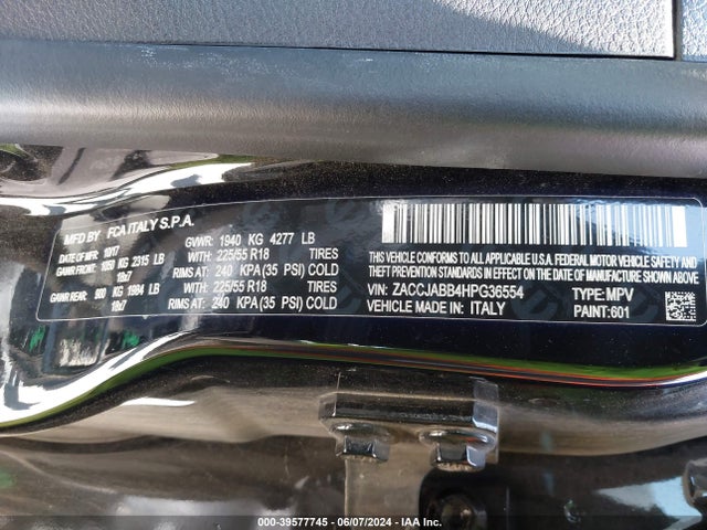 ZACCJABB4HPG36554 Jeep Renegade Altitude Fwd