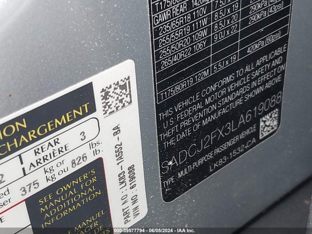 2020 JAGUAR F-PACE SADCJ2FX3LA619088 Photo 8