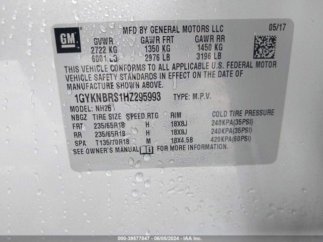 1GYKNBRS1HZ295993 Cadillac XT5 LUXURY