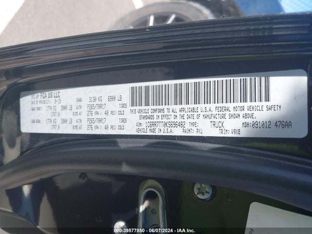 RAM 1500 Classic Slt  4x4 6'4 Box 2019 1C6RR7TT0KS696482 Image 9