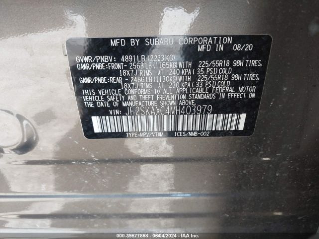 JF2SKAXC4MH403979 Subaru Forester Touring