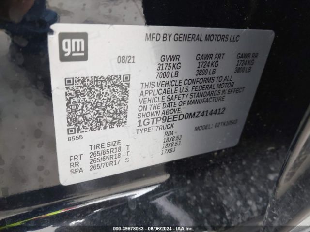 1GTP9EED0MZ414412 GMC Sierra 1500 4wd  Short Box At4