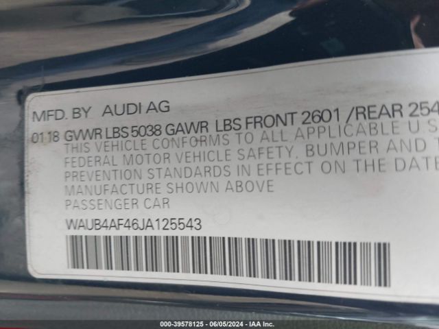 WAUB4AF46JA125543 Audi S4 3.0t Premium Plus