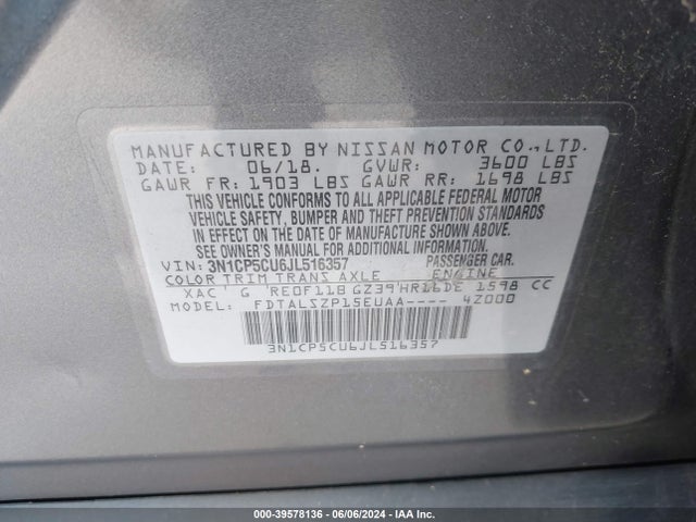 Nissan KICKS SV 2018 3N1CP5CU6JL516357 Image 9