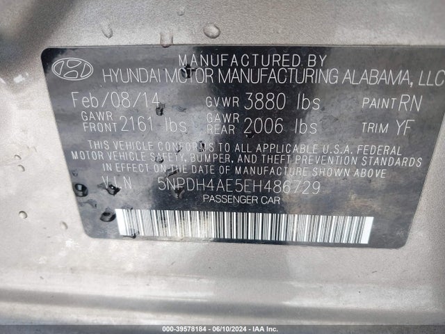 Hyundai ELANTRA SE 2014 5NPDH4AE5EH486729 Image 9