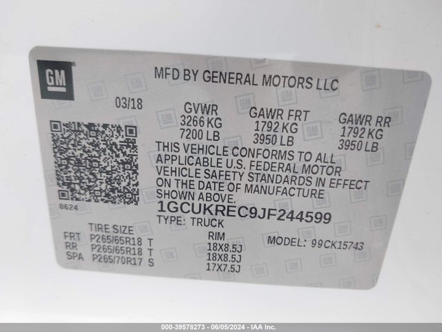 Chevrolet Silverado 1500 1lt 2018 1GCUKREC9JF244599 Image 9