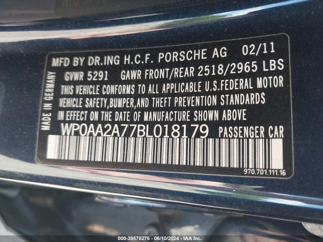 2011 PORSCHE PANAMERA WP0AA2A77BL018179 Photo 8