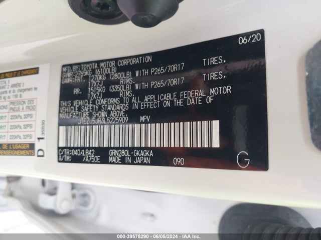 Toyota 4runner Sr5 Premium 2020 JTEZU5JR3L5225909 Image 9