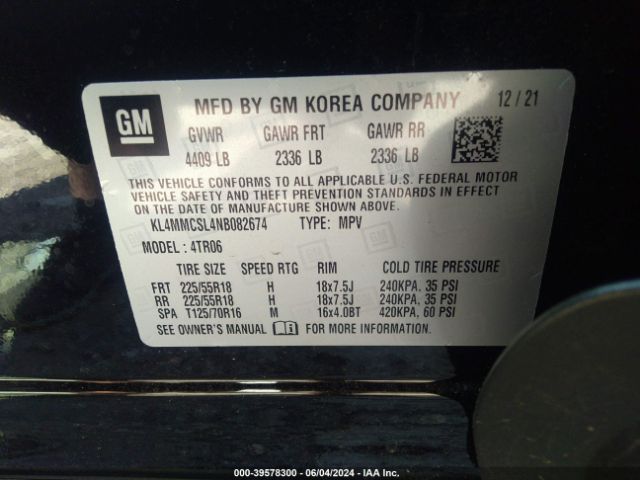 KL4MMCSL4NB082674 Buick Encore Gx Awd Preferred