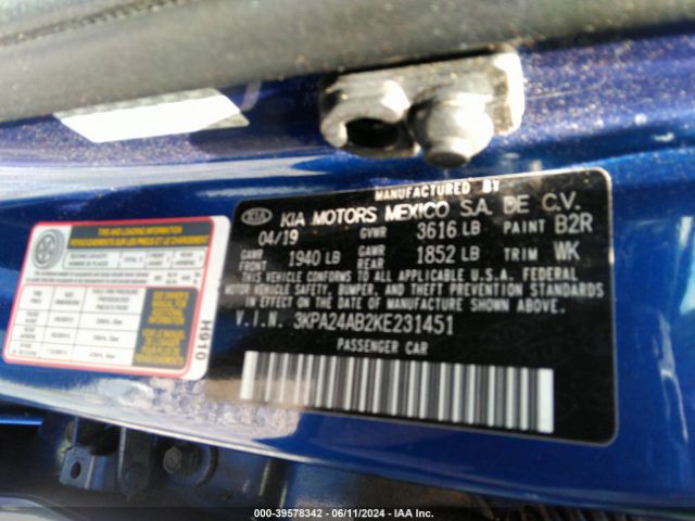 3KPA24AB2KE231451 KIA RIO S