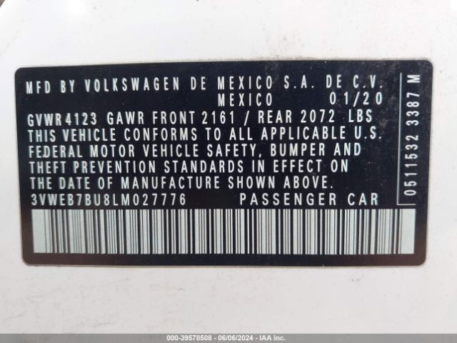 3VWEB7BU8LM027776 Volkswagen Jetta 1.4t Sel