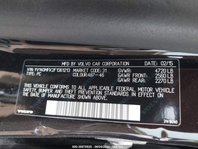 YV140MFK2F1361213 Volvo S60 T5 Premier