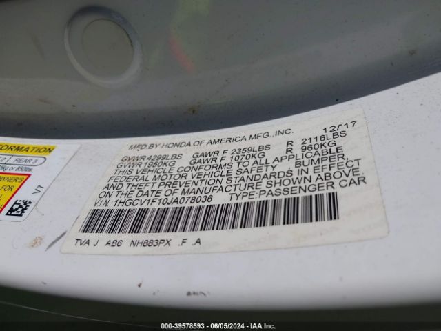 1HGCV1F10JA078036 Honda ACCORD LX