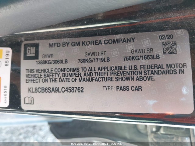 Chevrolet Spark Fwd Ls Automatic 2020 KL8CB6SA9LC458762 Image 9