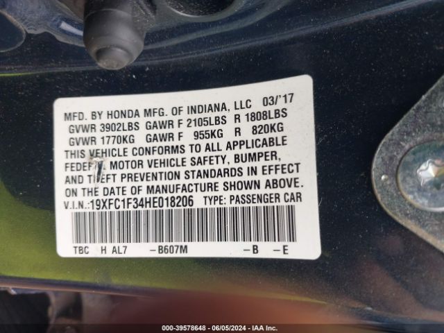 19XFC1F34HE018206 Honda Civic Ex-t