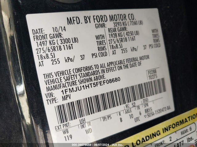 Ford Expedition Xlt 2015 1FMJU1HT5FEF08680 Image 9