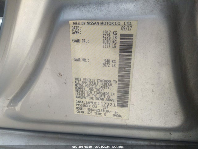 Nissan Altima 2.5 S 2018 1N4AL3AP9JC117221 Image 9