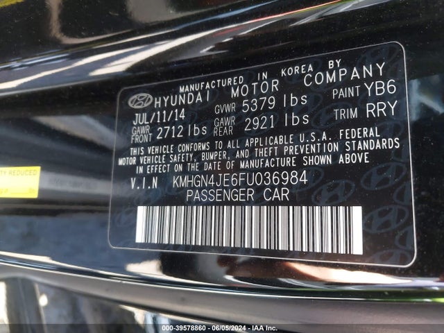 Hyundai Genesis 3.8 2015 KMHGN4JE6FU036984 Image 9