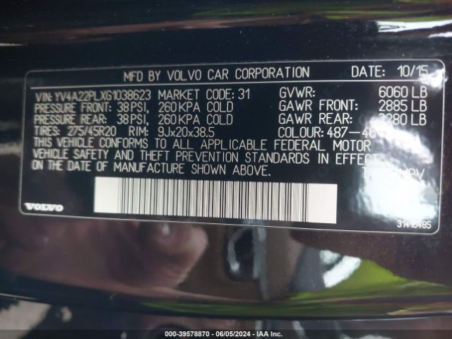 YV4A22PLXG1038623 Volvo Xc90 T6 Inscription