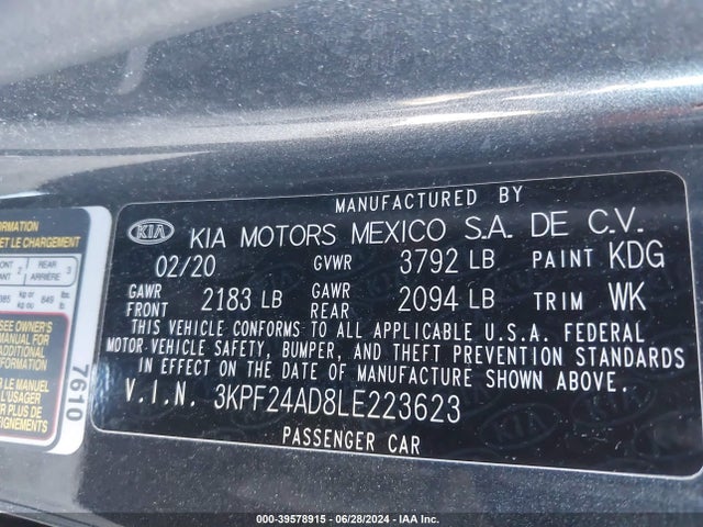 KIA Forte Lxs 2020 3KPF24AD8LE223623 Image 9