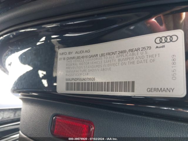 WAUFNDF59JA079926 Audi A5 2.0t Premium
